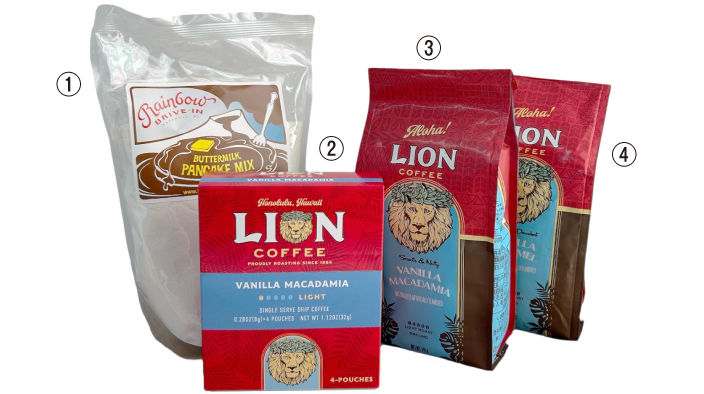 ［レインボウドライブイン］バターミルクパンケーキミックス・［LION COFFEE］フレーバーコーヒー