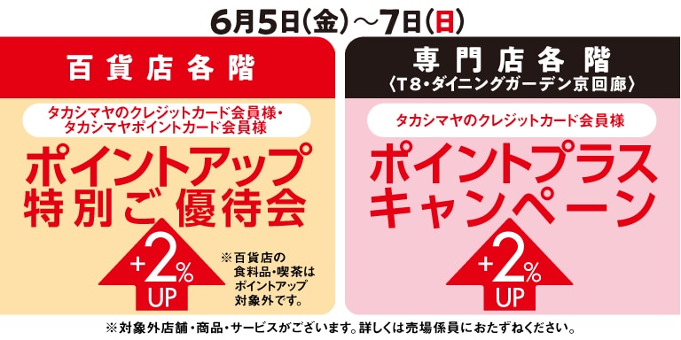 高島屋のカード会員様ポイントアップ特別ご優待会