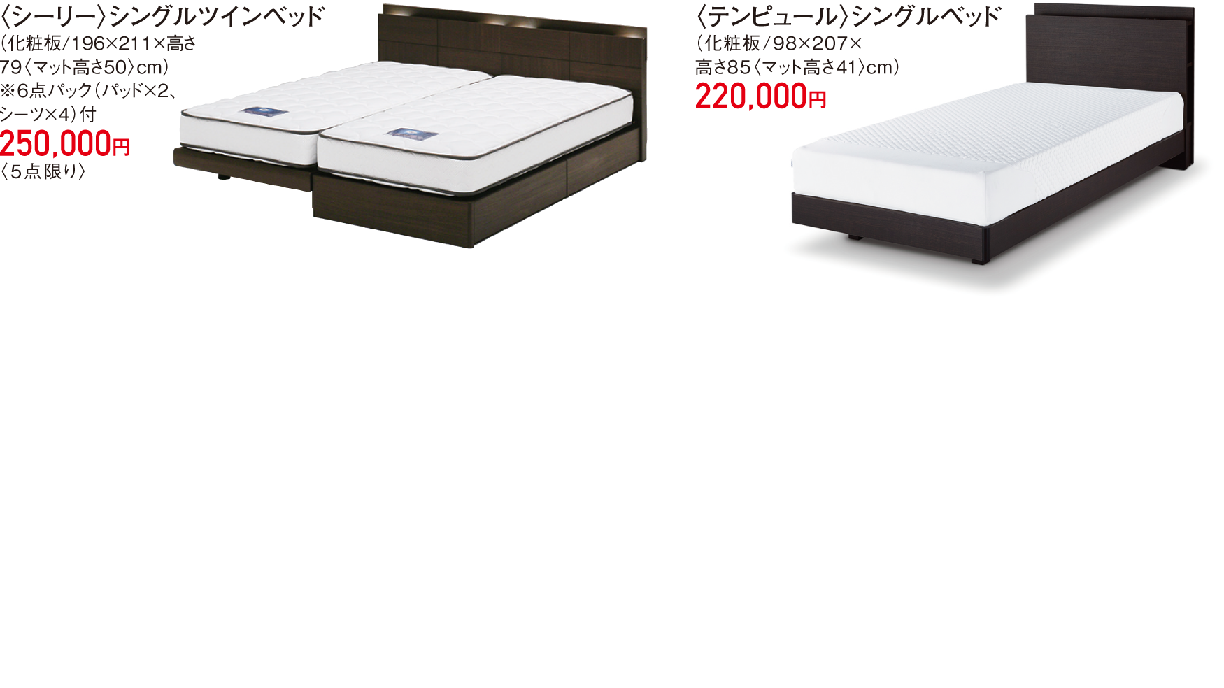 〈シーリー〉シングルツインベッド〈テンピュール〉シングルベッド