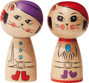 騎士猫こけし（こけし工人 梅木直美）