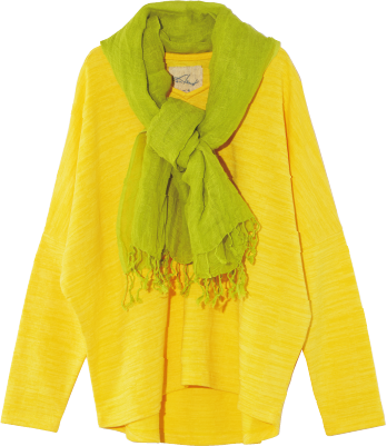 Vネックドルマン スリーブプルオーバー・リネン織物ストール（リネンニット工房ケンランド）