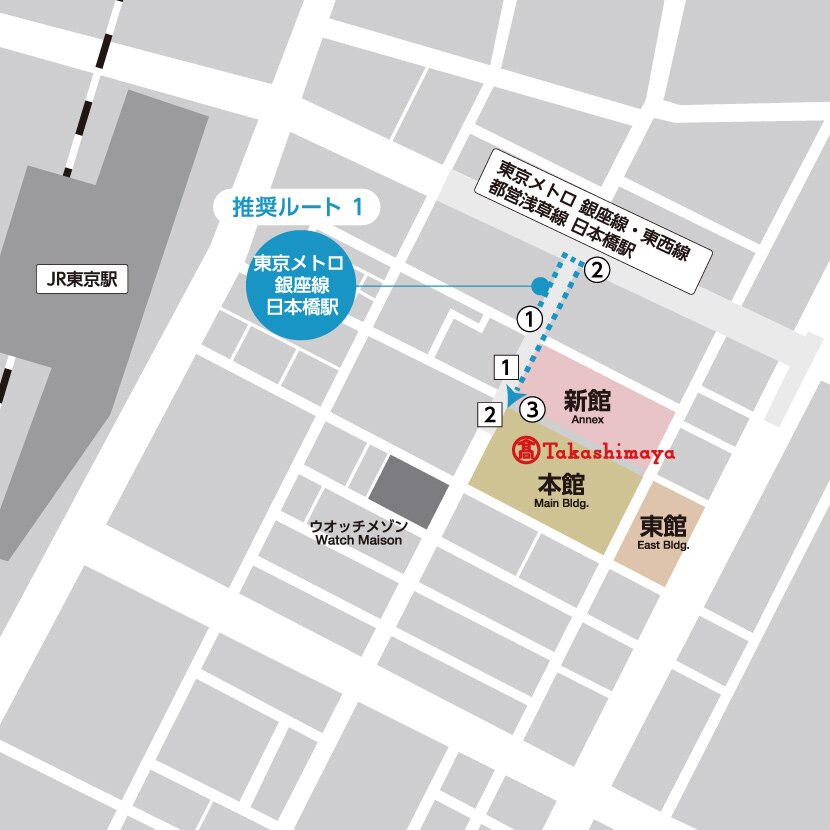 アクセスマップ：上野・浅草方面ホームから