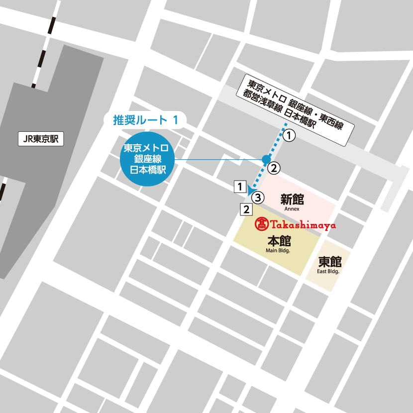 アクセスマップ:上野・浅草方面ホームから