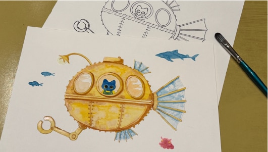 透明水彩・パール絵の具で塗り絵