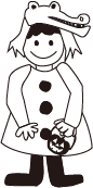 ワニのかぶりものをした子どもの装飾イラスト