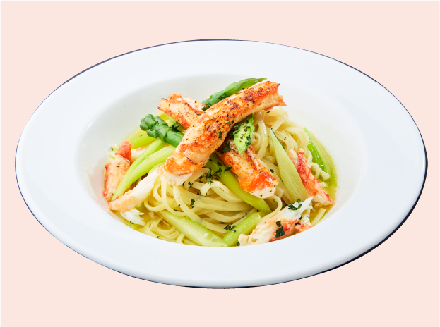 アブサン ソラー タラバガニと春野菜のパスタ