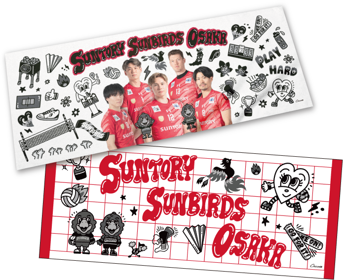 Chocomooコラボフェイスタオル（選手デザイン/イラストデザイン）各3,850円