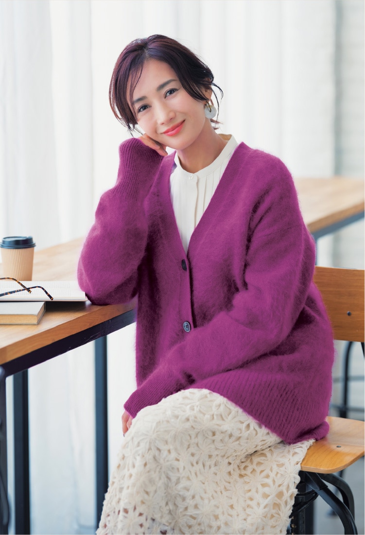ファー加工カーディガンの画像