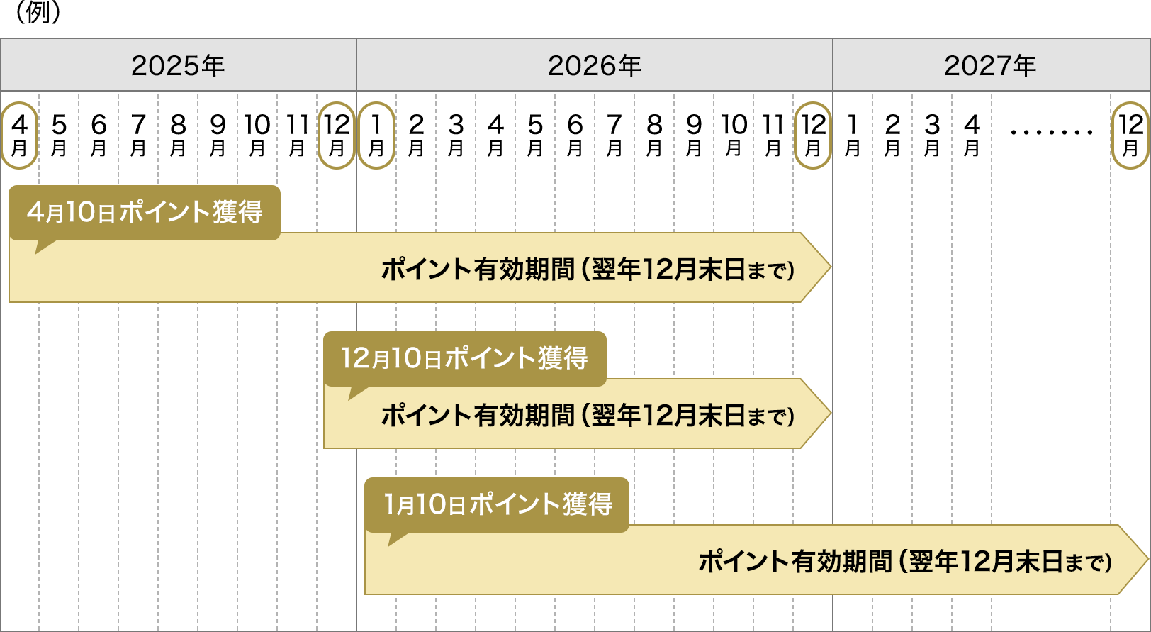 ポイントの有効期間の例