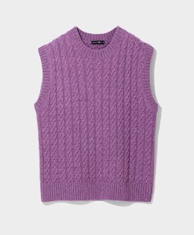 再生カシミヤ混ケーブルベスト