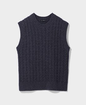 再生カシミヤ混ケーブルベスト