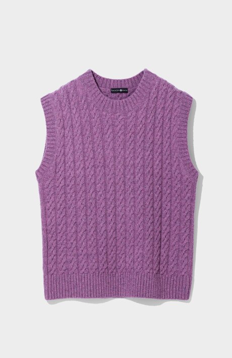 再生カシミヤ混ケーブルベスト
