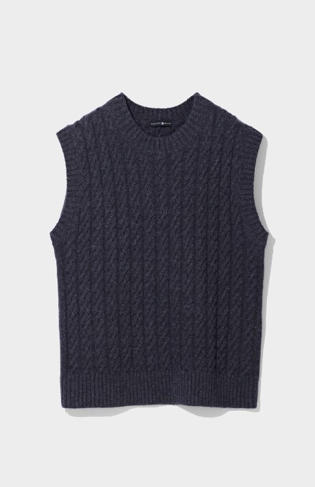 再生カシミヤ混ケーブルベスト