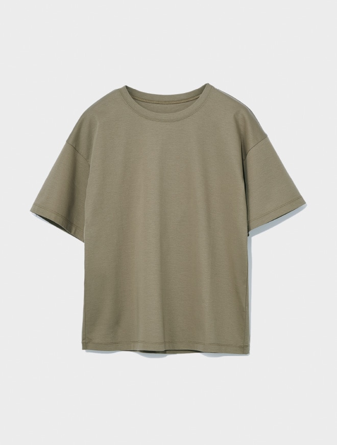 画像：アイスクリアコットン使用のカーキのカットソー正面　画像おわり