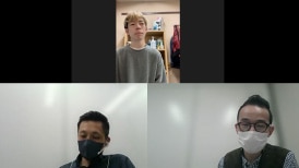 画像:オンラインで視覚障がい者の男性にバイヤーがインタビューしている様子。 画像おわり