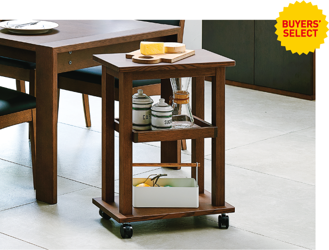 〈飛騨・高山家具〉ワゴン(オーク材/50×28×高さ65㎝)