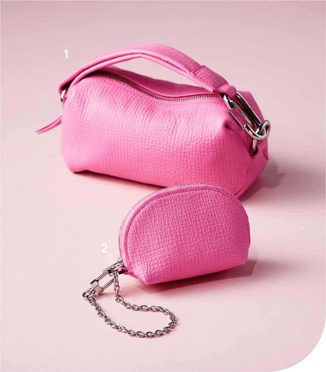 〈エポイ〉1.タック クラッチポーチ 2.タック ストラップ付ミニポーチ