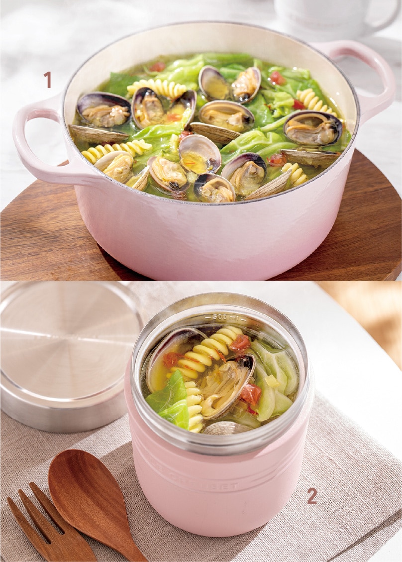 〈ル・クルーゼ〉1.シグニチャー ココット・ロンド 2.OTG スープジャー