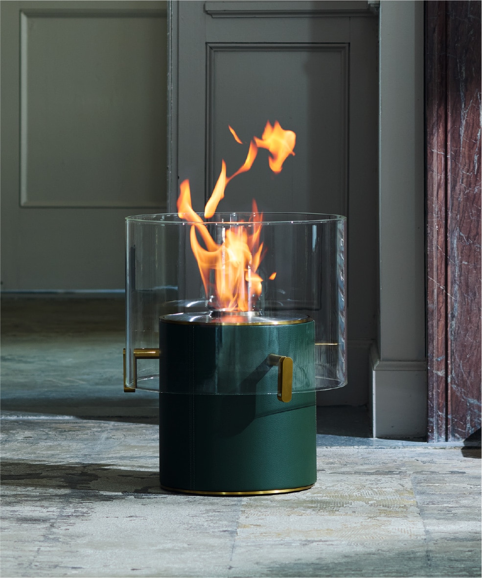 〈ecosmart fire〉Pillar 3 Leather Low 屋内用小型暖炉