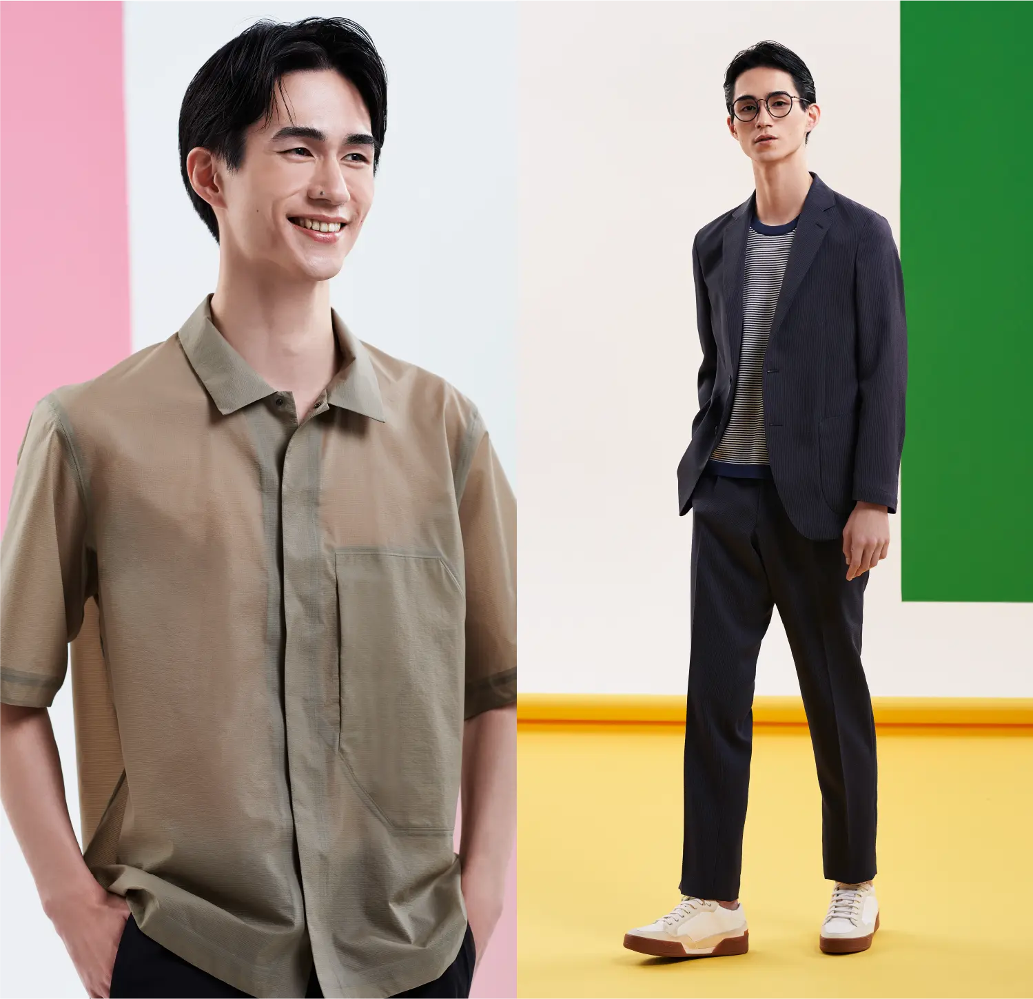 衣服を纏った男性モデルの写真
