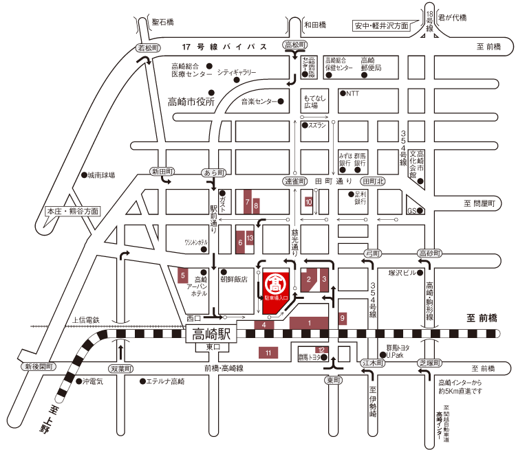 高崎タカシマヤ 地図 駐車場 高崎タカシマヤ