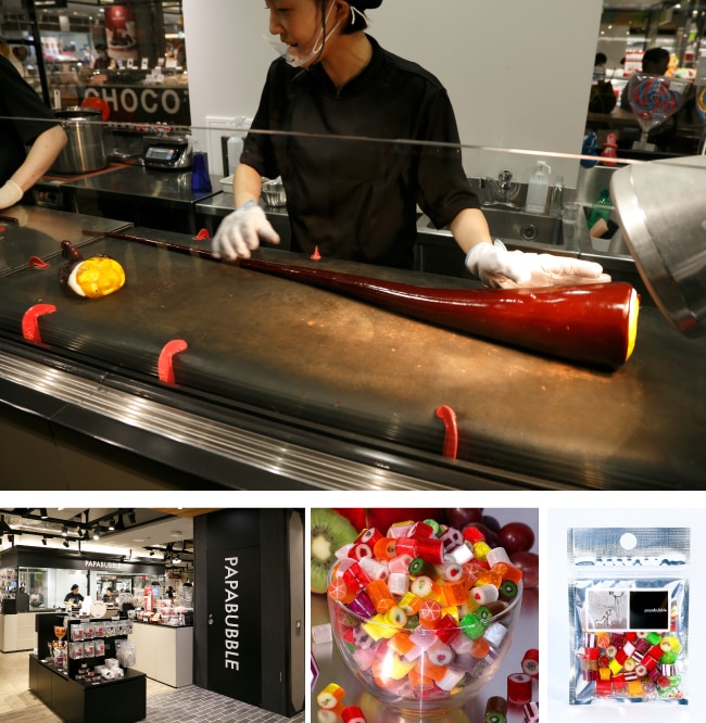 ［パパブブレ］調理実演画像,［パパブブレ］店舗外観画像,［パパブブレ］フルーツミックスキャンディ 2袋セットの商品画像,［パパブブレ］フルーツミックスキャンディ のパッケージ画像