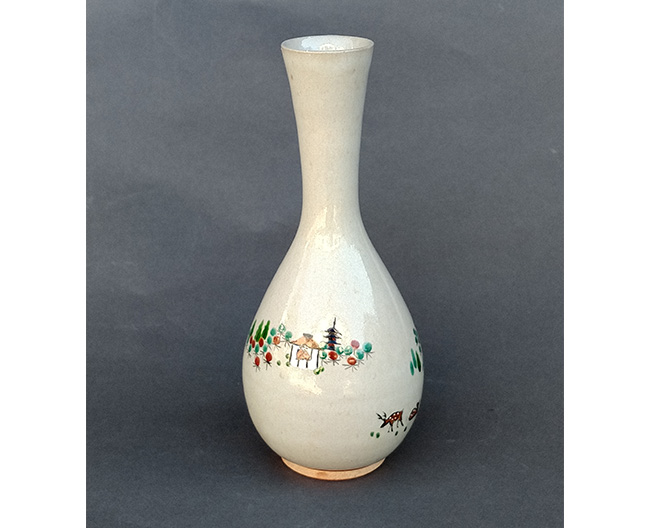 赤膚焼 筒花入 尾西楽斎 楽斎造 花器 花瓶 茶道具/華道具 共箱付 伝統工芸品 苫小牧西店 赤膚焼 尾西 楽斎 作陶展