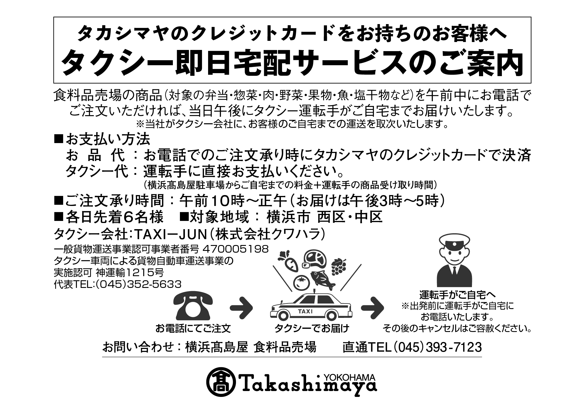 タクシー即日宅配サービスのご案内