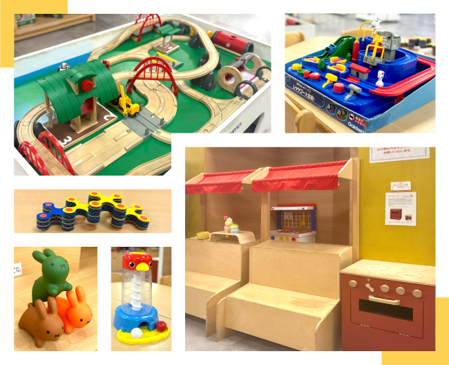 キッズパークで遊べるさまざまなおもちゃの写真