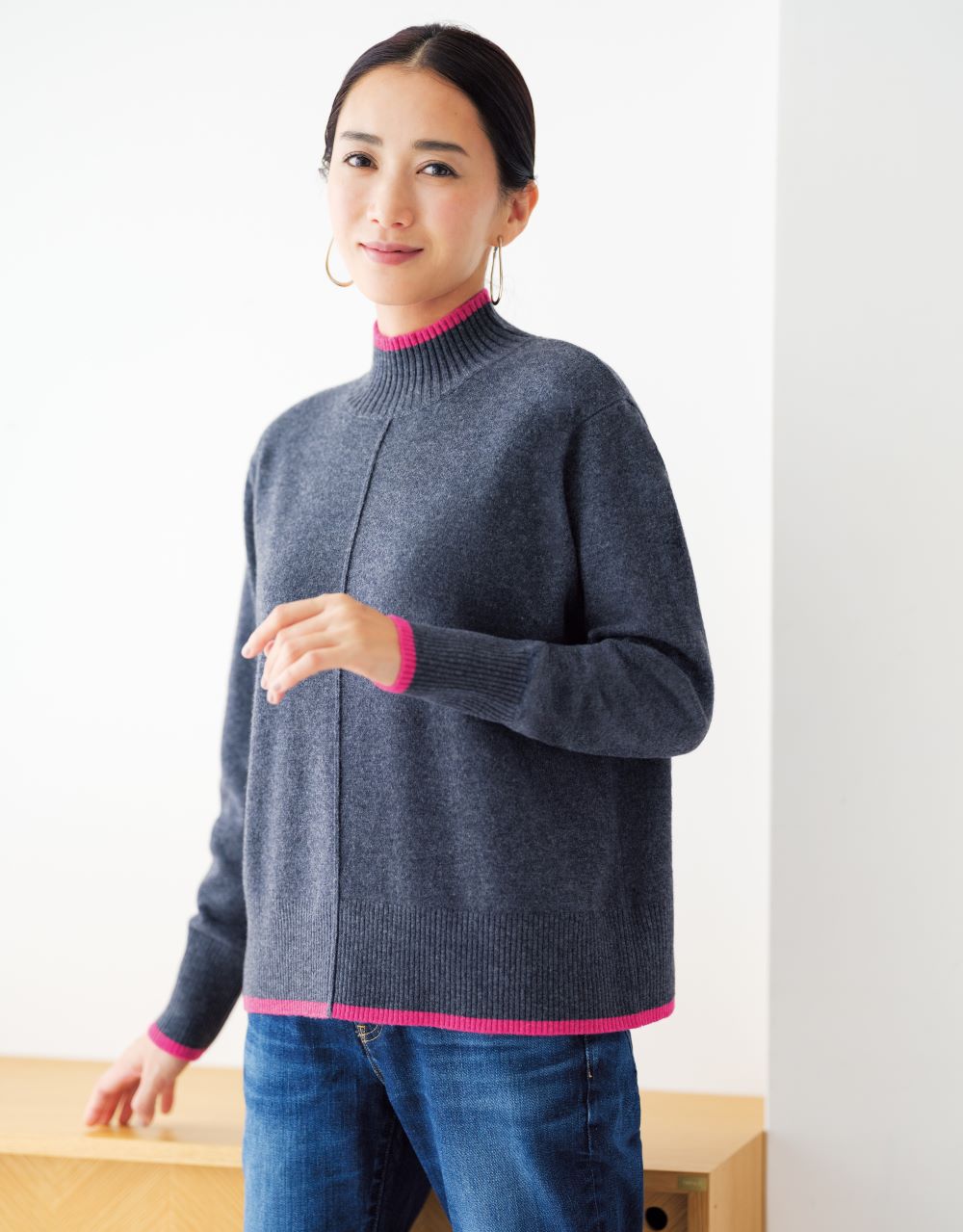 ［タカシマヤ カシミヤコレクション］カシミヤボトルネックセーター