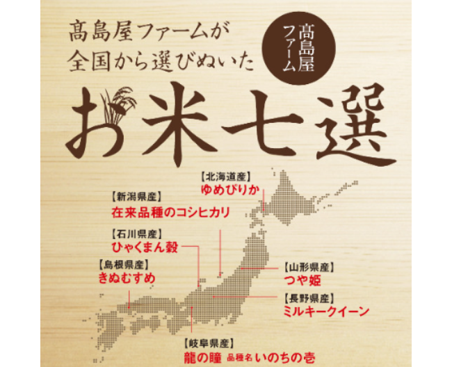 【高島屋ファーム】お好みに合わせて精米します。おすすめのお米7選