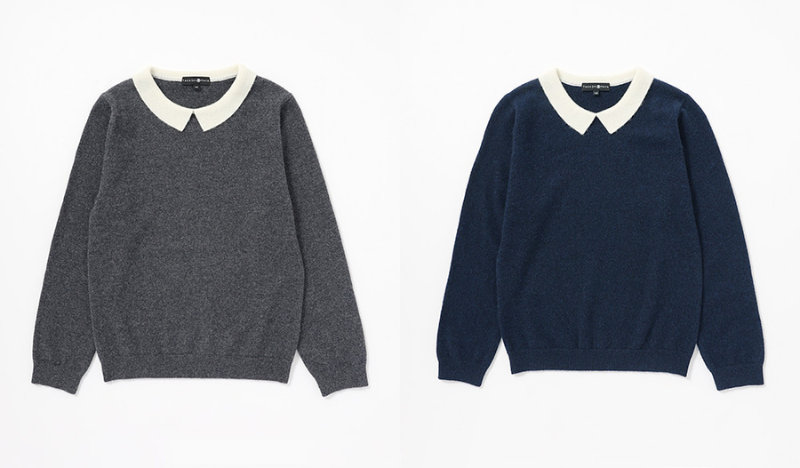 襟付プルオーバーチャコールグレー・ネイビー