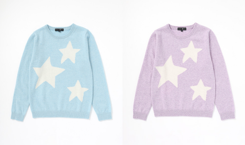 星柄インターシャセーターブルー・ラベンダー