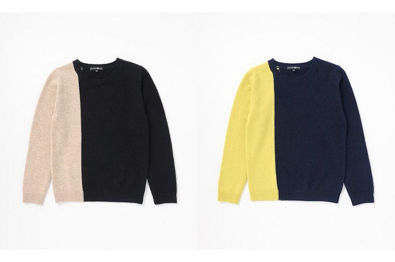 バイカラープルオーバー ネイビー×ミモザ