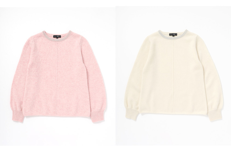 リンガーラメプルオーバーホワイト・ピンク