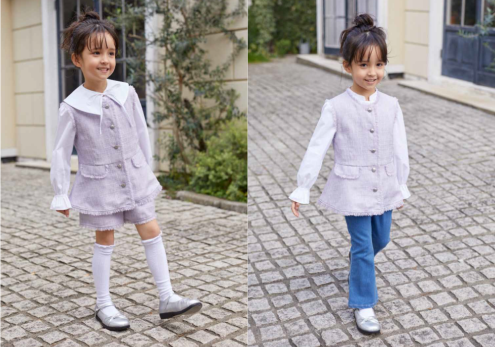 サマーツイードのジレを着回す例