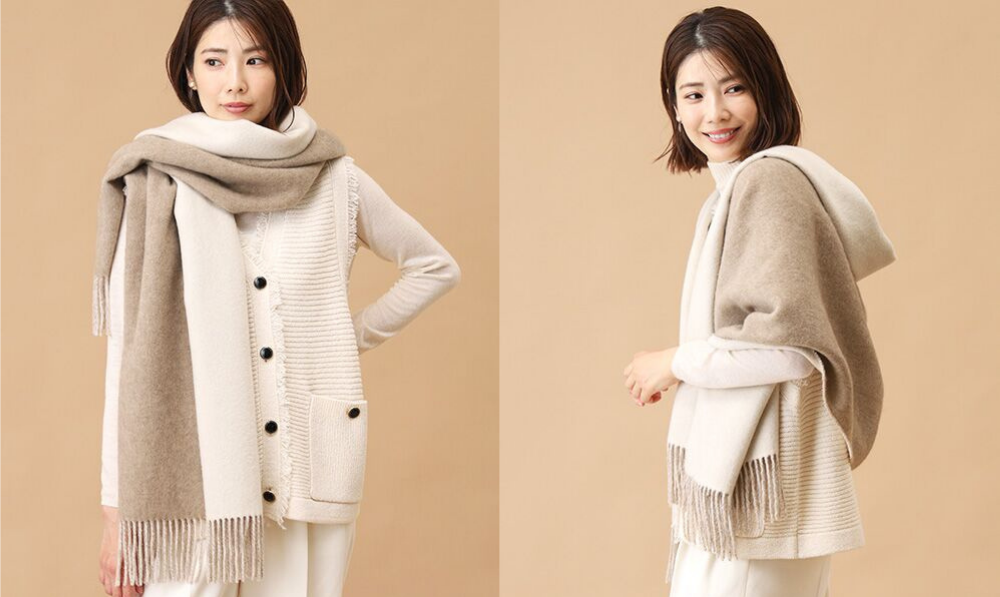 ダブルフェイスビッグストールモデル写真