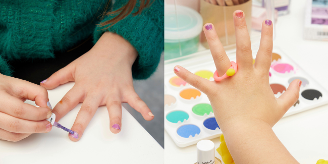 プティ・マニキュリストを塗るこどもの手元