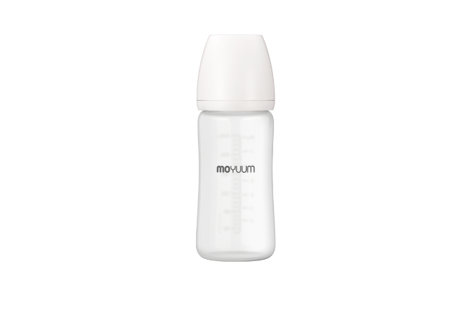 モユムシリコンコーティングガラス哺乳瓶(240ml)