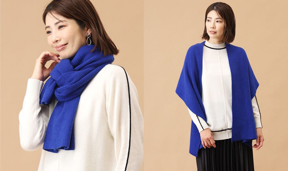 畦編みストールモデル写真