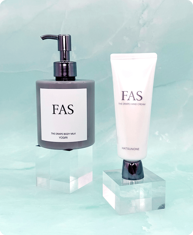 FAS（ファス） FAS ザ ドレープ ボディミルク YUGIRI と FAS（ファス） FAS ザ ドレープ ハンドクリーム HATSUNONE （FAS（ファス） FAS ザ ドレープ ボディミルク YUGIRI 詳細ページへ）