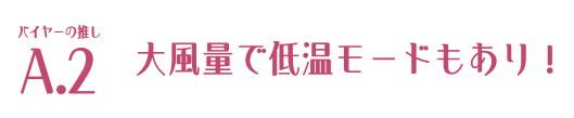 バイヤーの推し A.2 大風量で低温モードもあり！