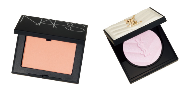 左側にナーズ／ブラッシュの画像と右側にイヴ･サンローラン／オールアワーズ ハイパールミナイザーの画像