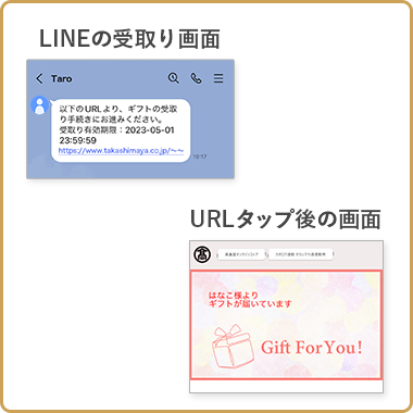 LINEの受け取り画面、URLタップ後の画面