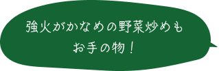 強火がかなめの野菜炒めもお手の物！