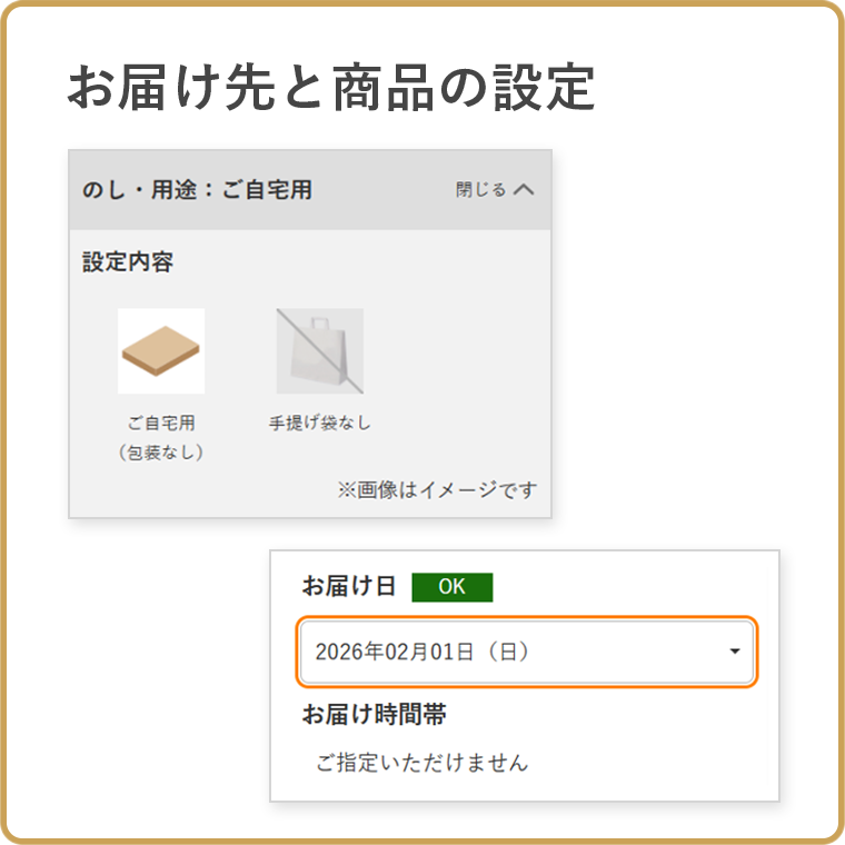 お届け先と商品の設定