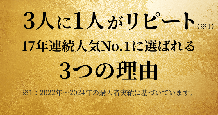 3人に1人がリピート17年連続人気No.1に選ばれる3つの理由