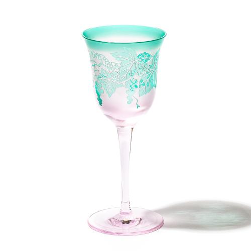 彫刻夢柄子　ぶどう紋　ワイングラス（PG）