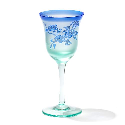 彫刻夢柄子 鉄線紋 ワイングラス(GB)