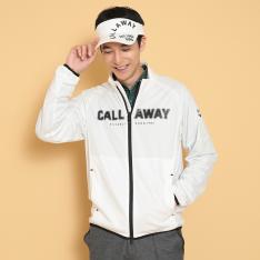 メンズ ロゴプリント メッシュ裏地 スターストレッチ 収納袋付き 長袖 フルジップ ブルゾン C24215100 M→LL